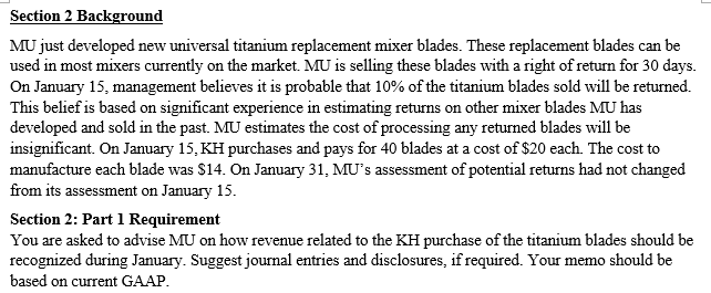Section 2 BackgroundMU just developed new universal titanium replacement mixer blades.