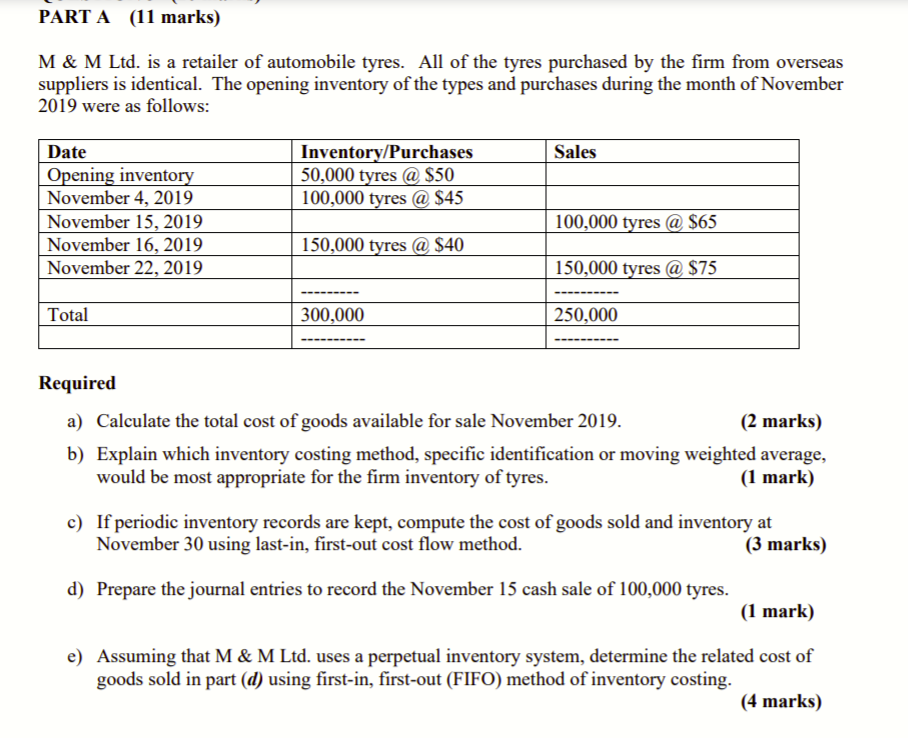 explanation. PART A (11 marks) M & M Ltd. is a retailer
