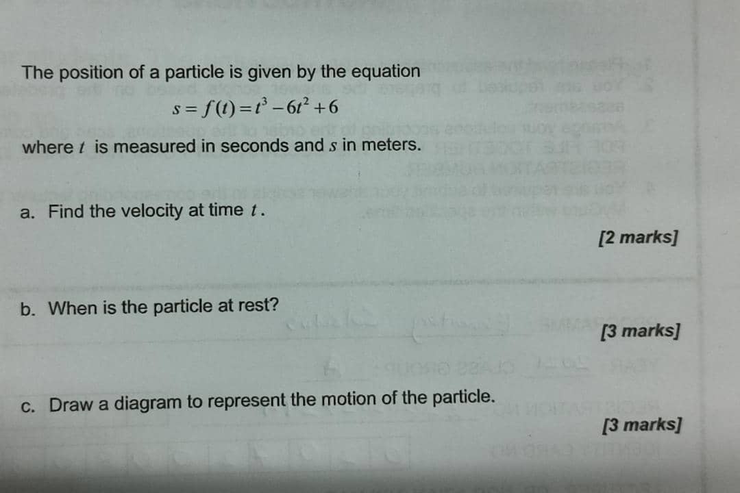 of a particle is given by the equation s = f(1) =13-612