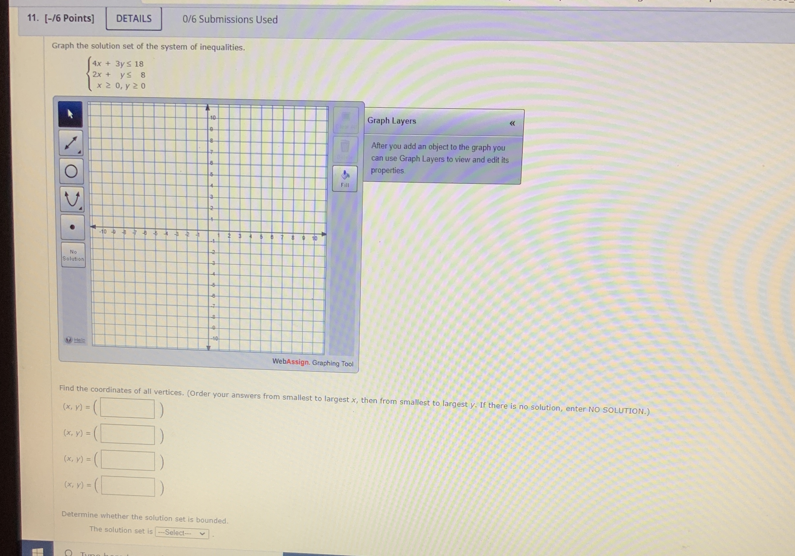 of the system of inequalities. 4x + 3y s 18 2x +