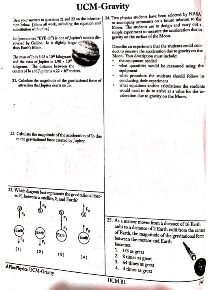 the space probe and the center of Earth? Force Force Force Force
