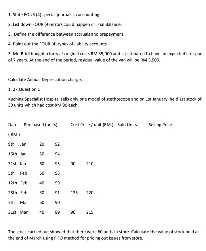 journals in accounting. 2. List down FOUR (4) errors could happen in