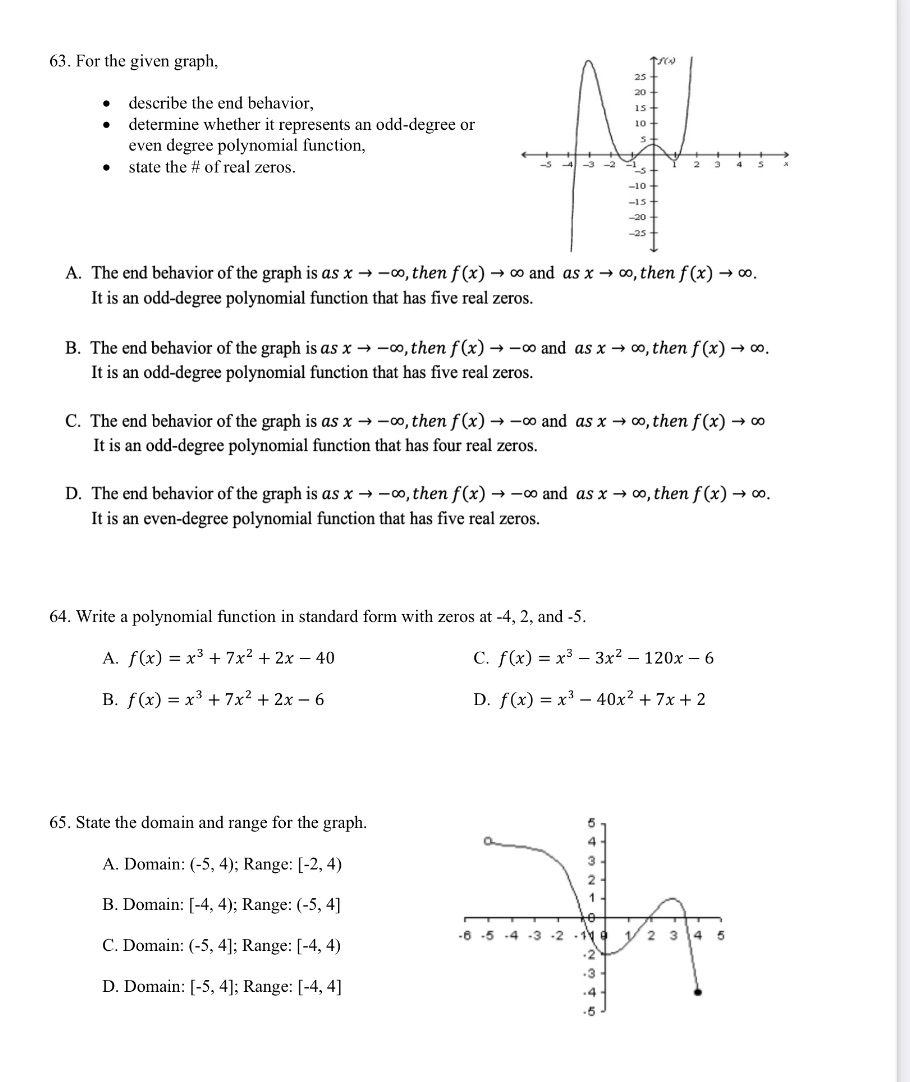  Please help :) 63. For the given graph. 25 . describe
