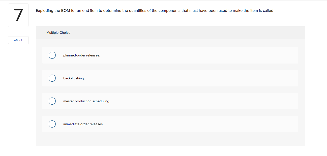 quantities of the components that must have been used to make the