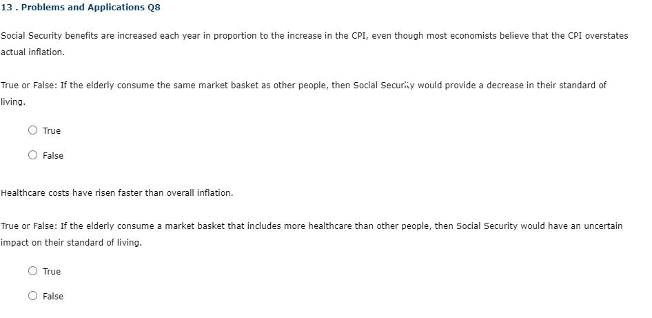 13 . Problems and Applications (18 Social Security benets are increased