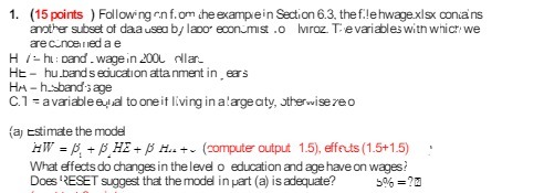 1. (15 points ) Following on from the example in Section