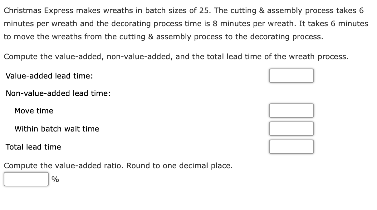 in batch sizes of 25. The cutting & assembly process takes 6