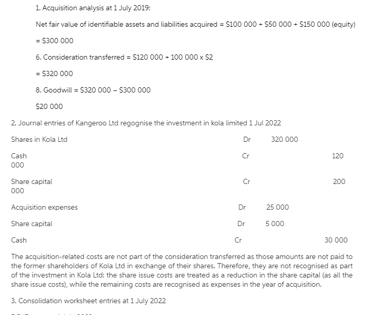 5 000 Cash Cr 30 000 The acquisition-related costs are not part