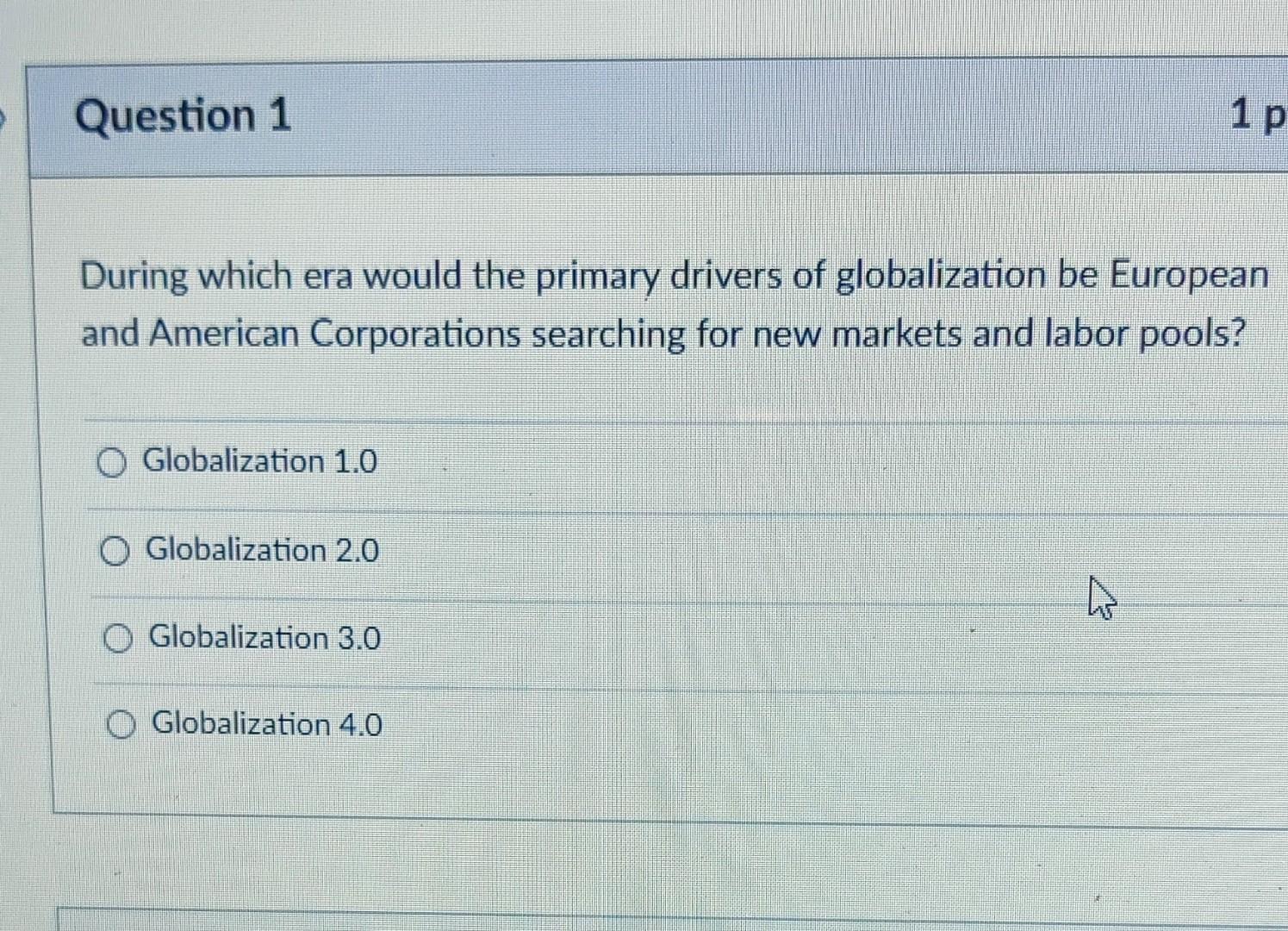Answer clearly Question 1 1 p During which era would the