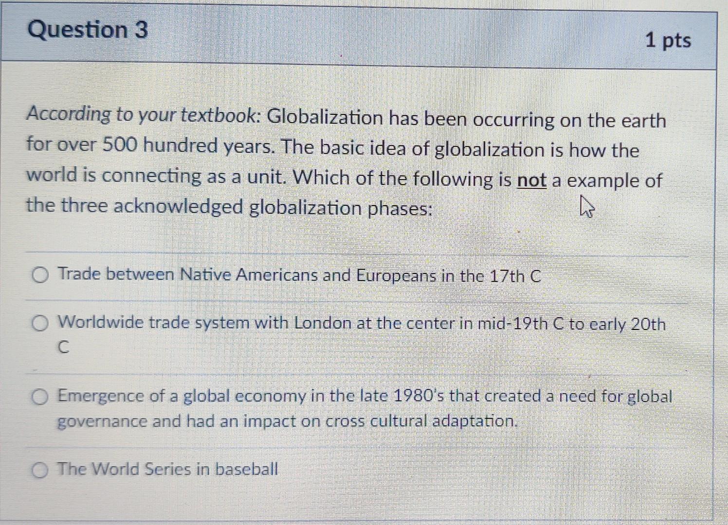 markets and labor pools? O Globalization 1.0 O Globalization 2.0 Globalization 3.0