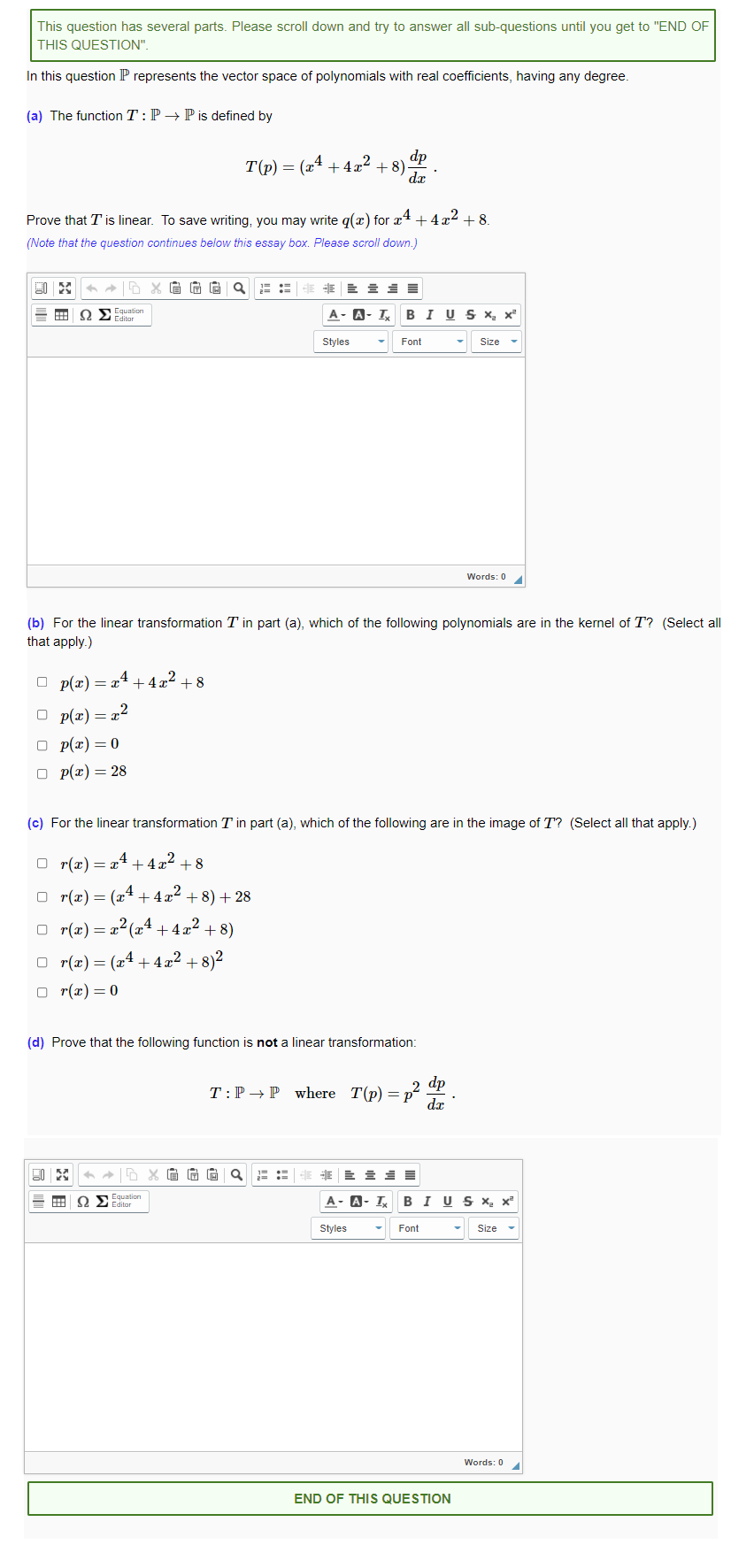 with theoretical explanation This question has several parts. Please scroll down and