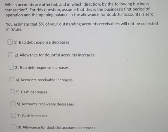 are affected, and in which direction, by the following business transaction? You