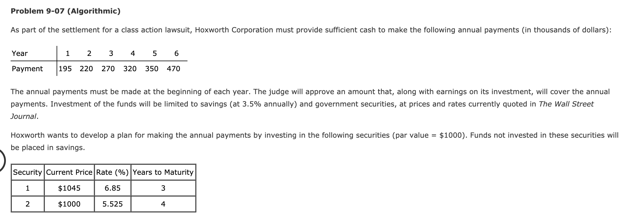 220 270 320 350 470 The annual payments must be made at