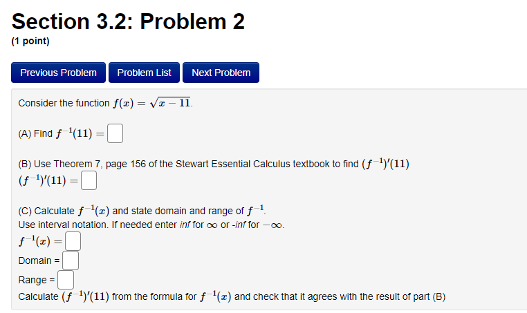 point) Previous Problem Problem List Next Problem Find the following limits. If