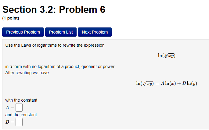 Problem Problem List Next Problem ATTEMPT NOT ACCEPTED -- Please submit answers