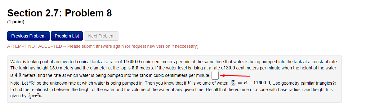 is rising at a rate of 30.0 centimeters per minute when the