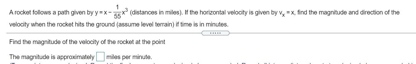 x, nd the magnitude and direction of the velocity when the rocket
