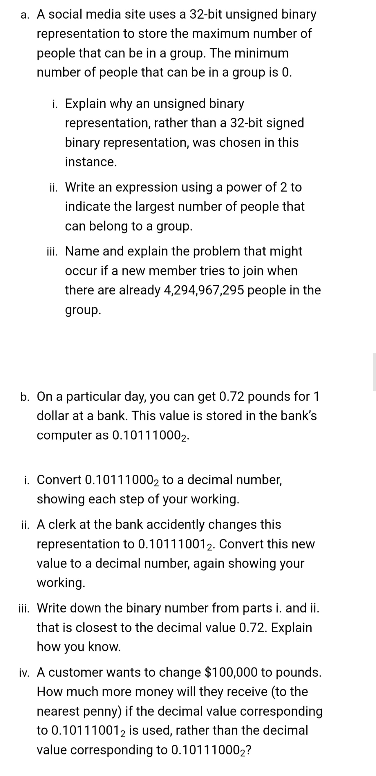 representation to store the maximum number of people that can be in
