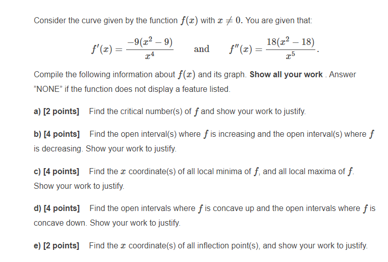 Consider the curve given by the function f(x) with x *
