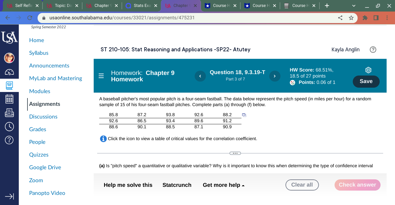 X Q Stats Exa X IS) Chapter . X * Course H