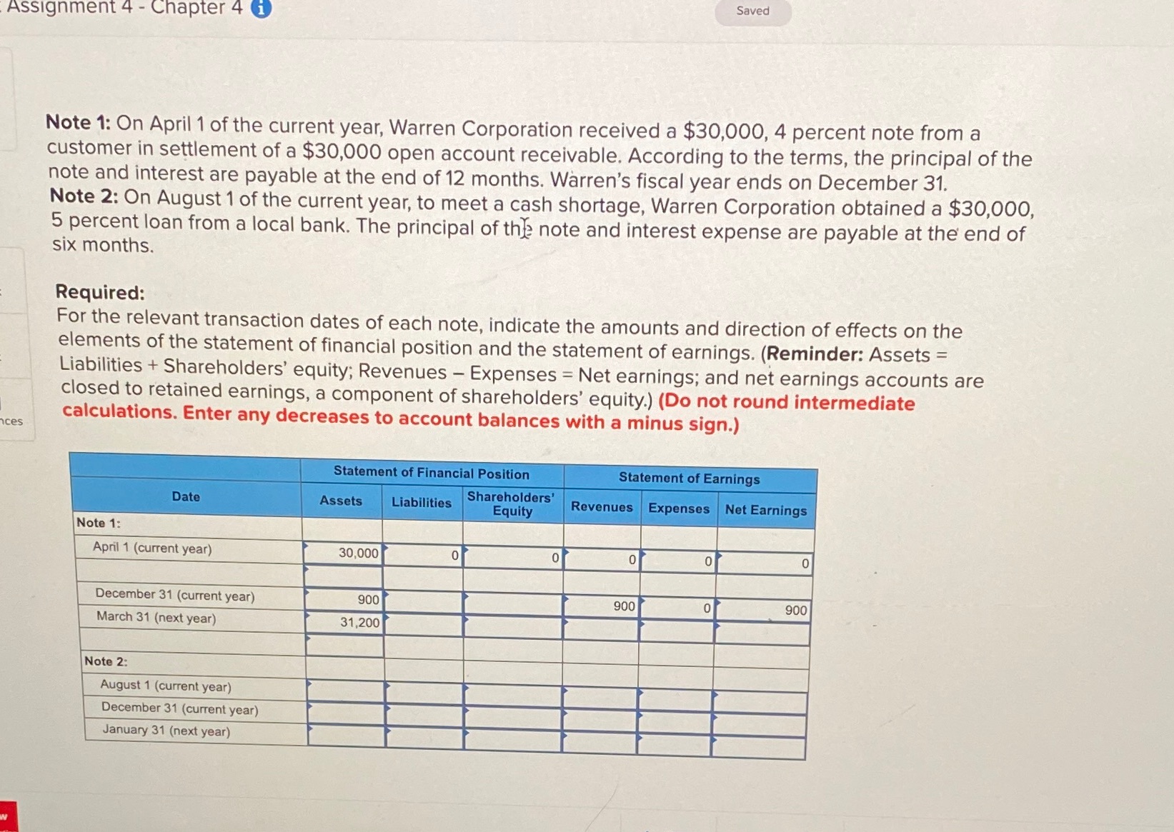  *Note 2* Assignment 4 - Chapter 4 i Saved Note 1: