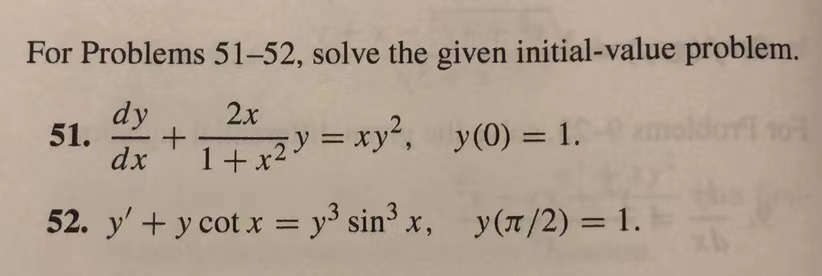  please do 51, 52 and 45 For Problems 51-52, solve the