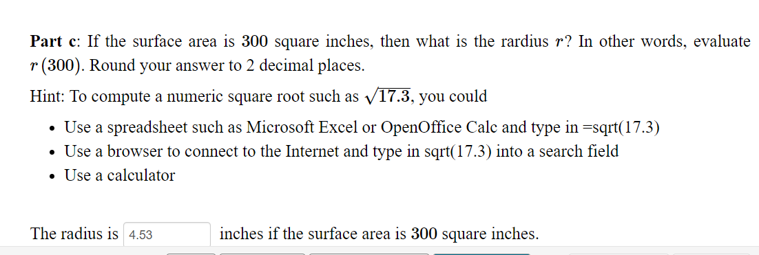 the height. The surface area of the cylinder, A, is A :