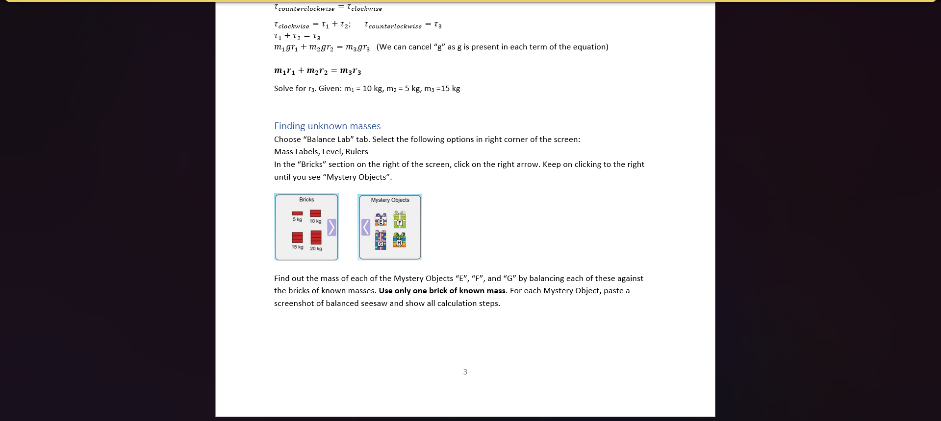 with torques while playing on a seesaw. Kids can balance a seesaw
