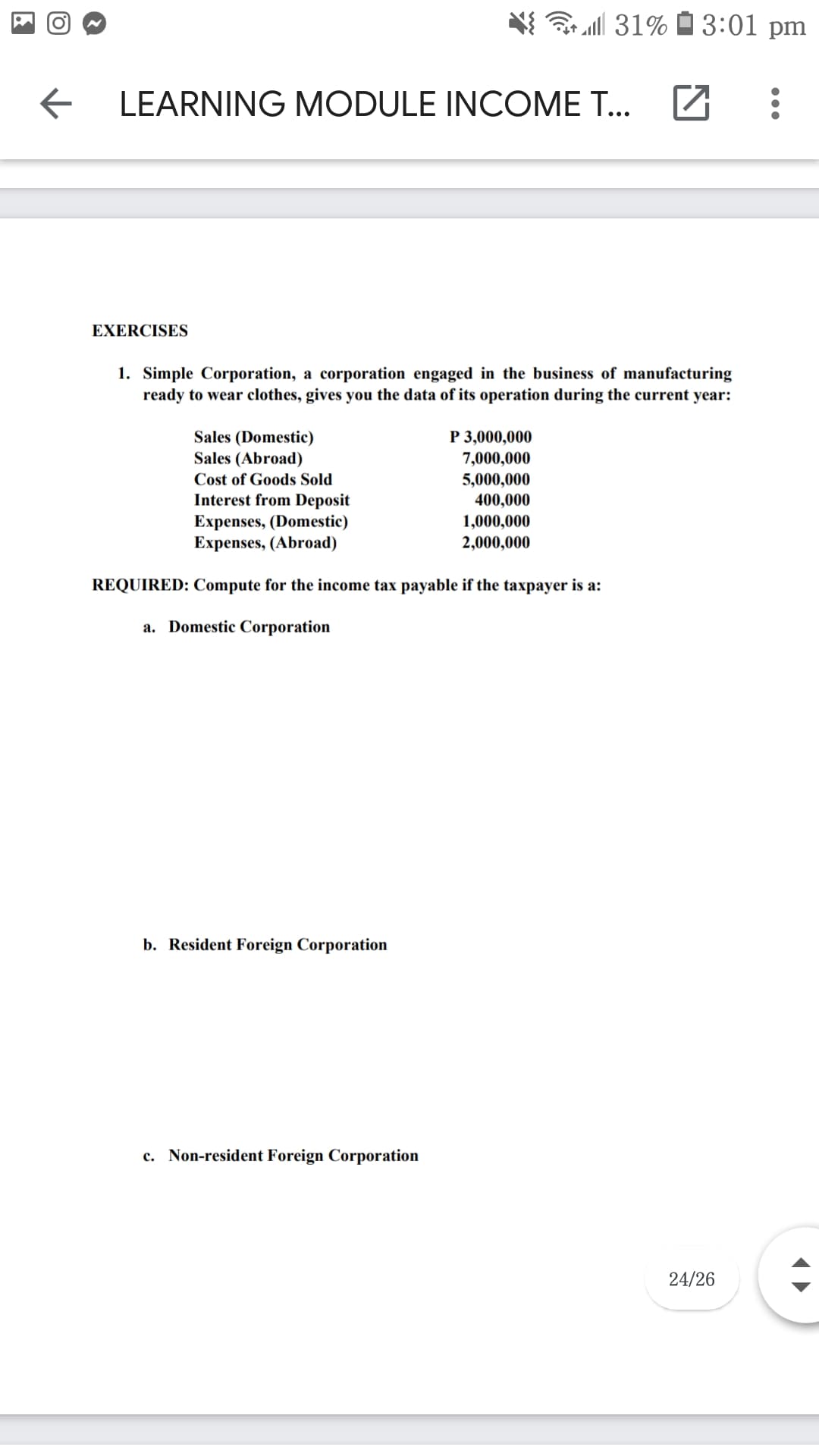 taxation activity. Below is the problem and other concerns will be in