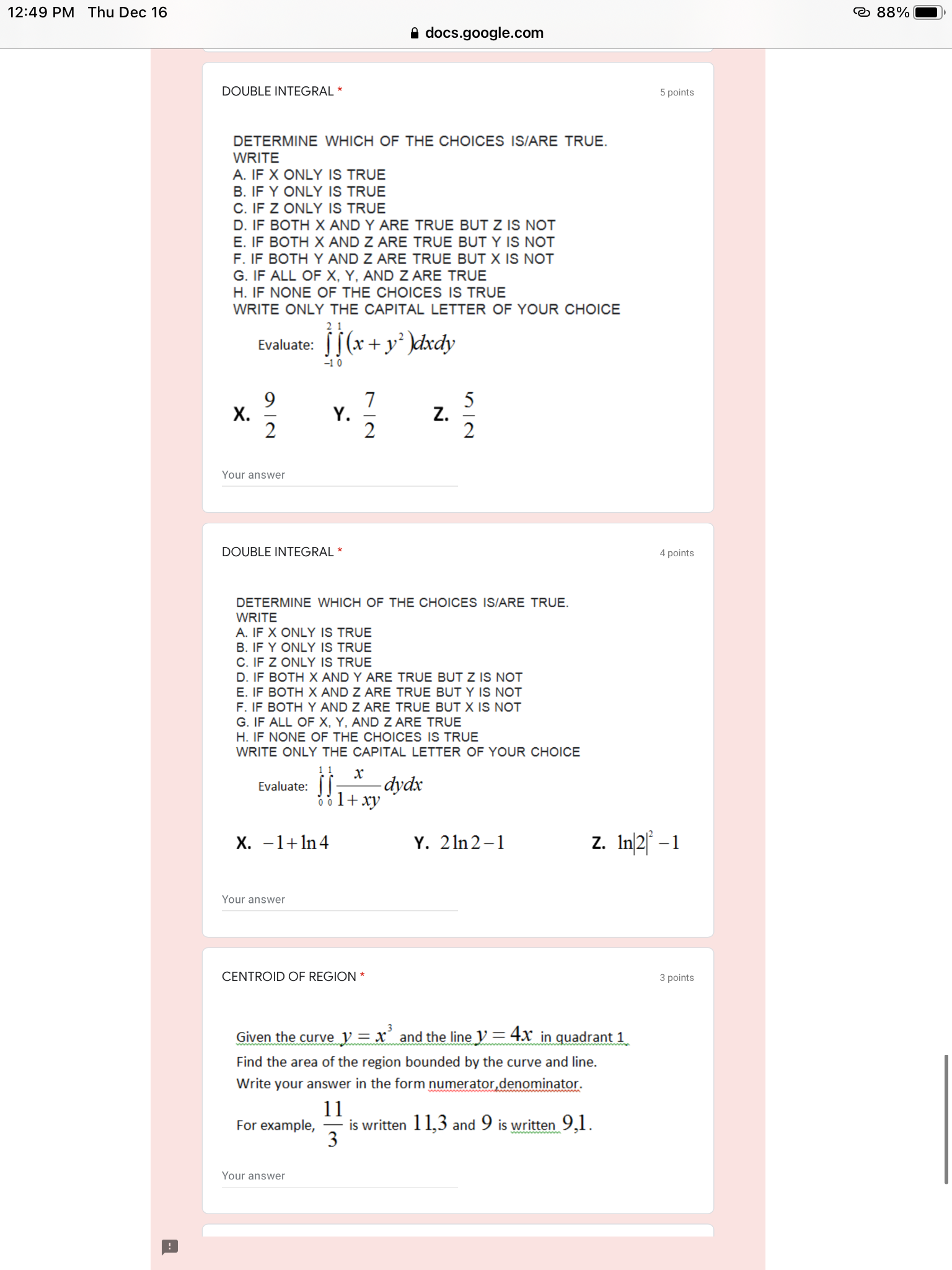 the region bounded by the curve and line. Write your answer in