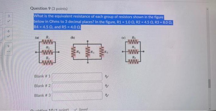 the equivalent resistance of each group of resistors shown in the figure