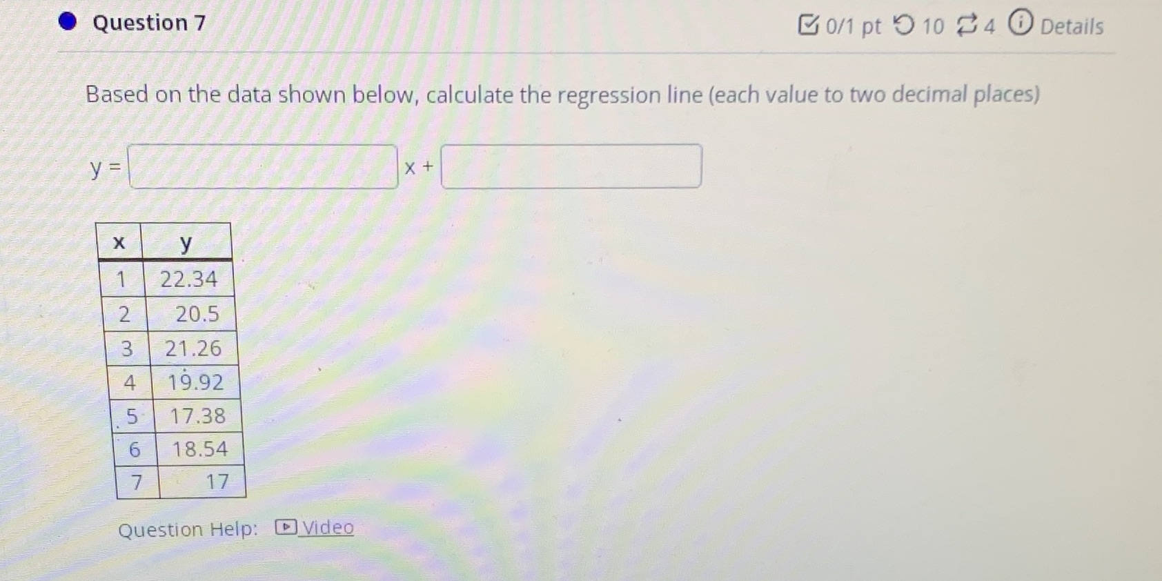  Question 7 0/1 pt 9 10 4 0 Details Based on