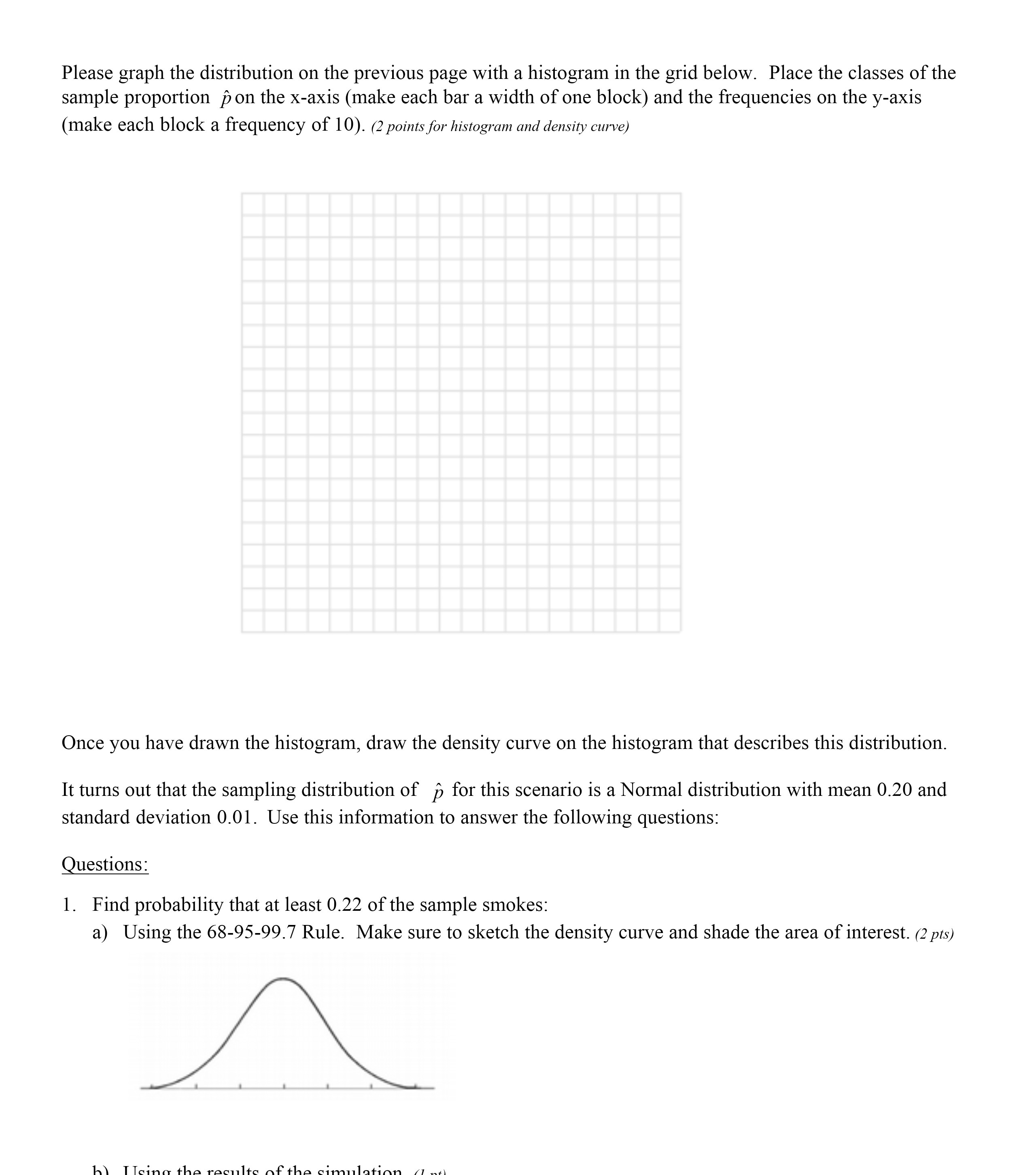 in the grid below. Place the classes of the sample proportion pon