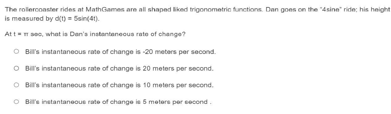 of k(t) to find the instantaneous rate of change at t =