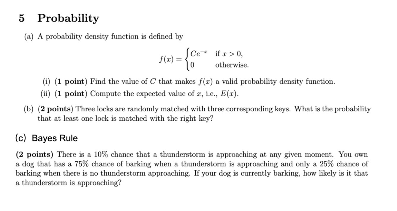  5 Probability (a) A probability density function is dened by f(:r)