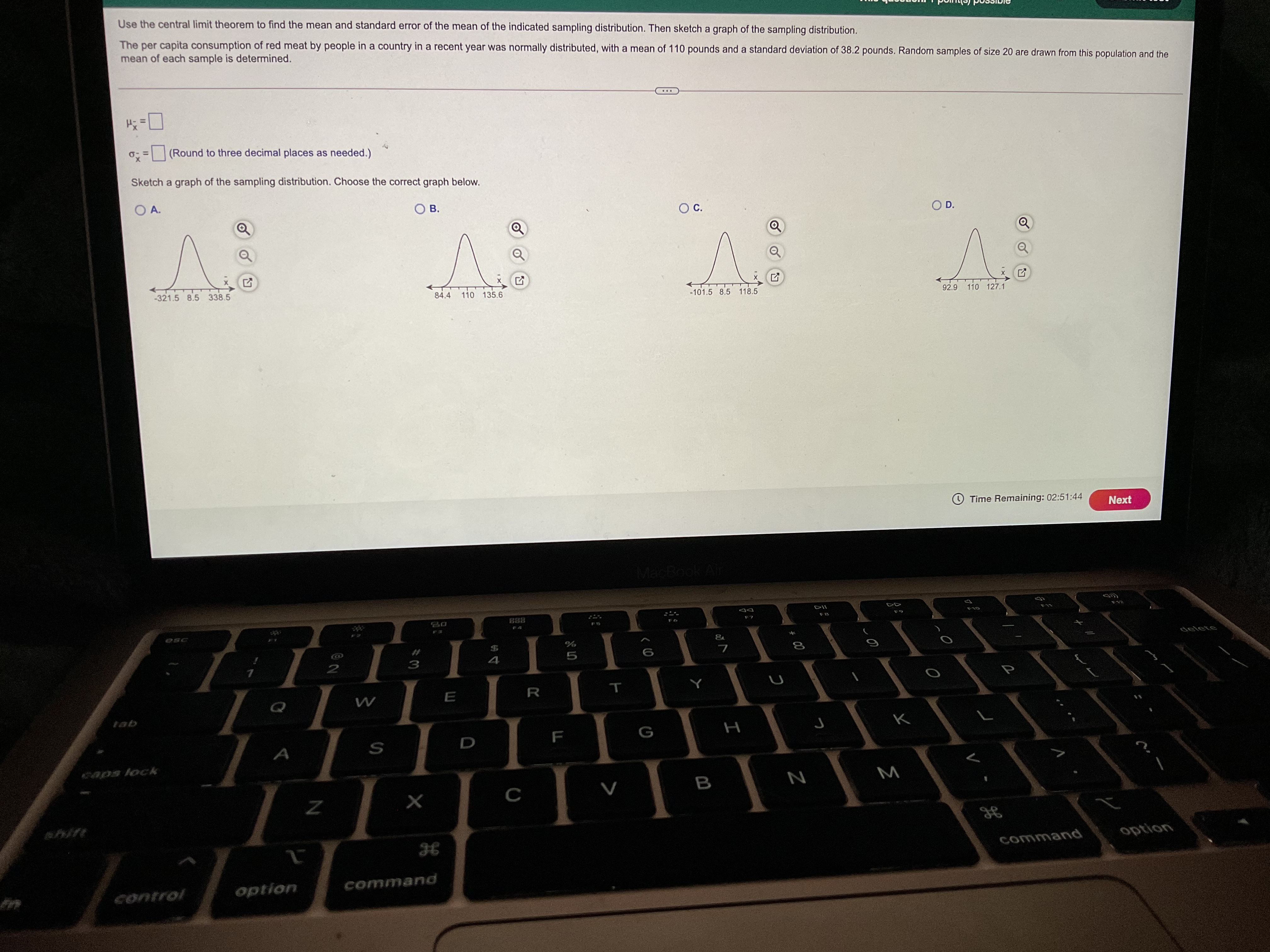 the t-distribution. Assume the population is normally distributed. c= 0.95, x =