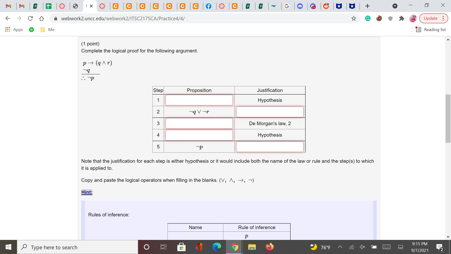 0 1 (x ) d) &A -P(a) .. FxQ(x) Step Proposition Justification