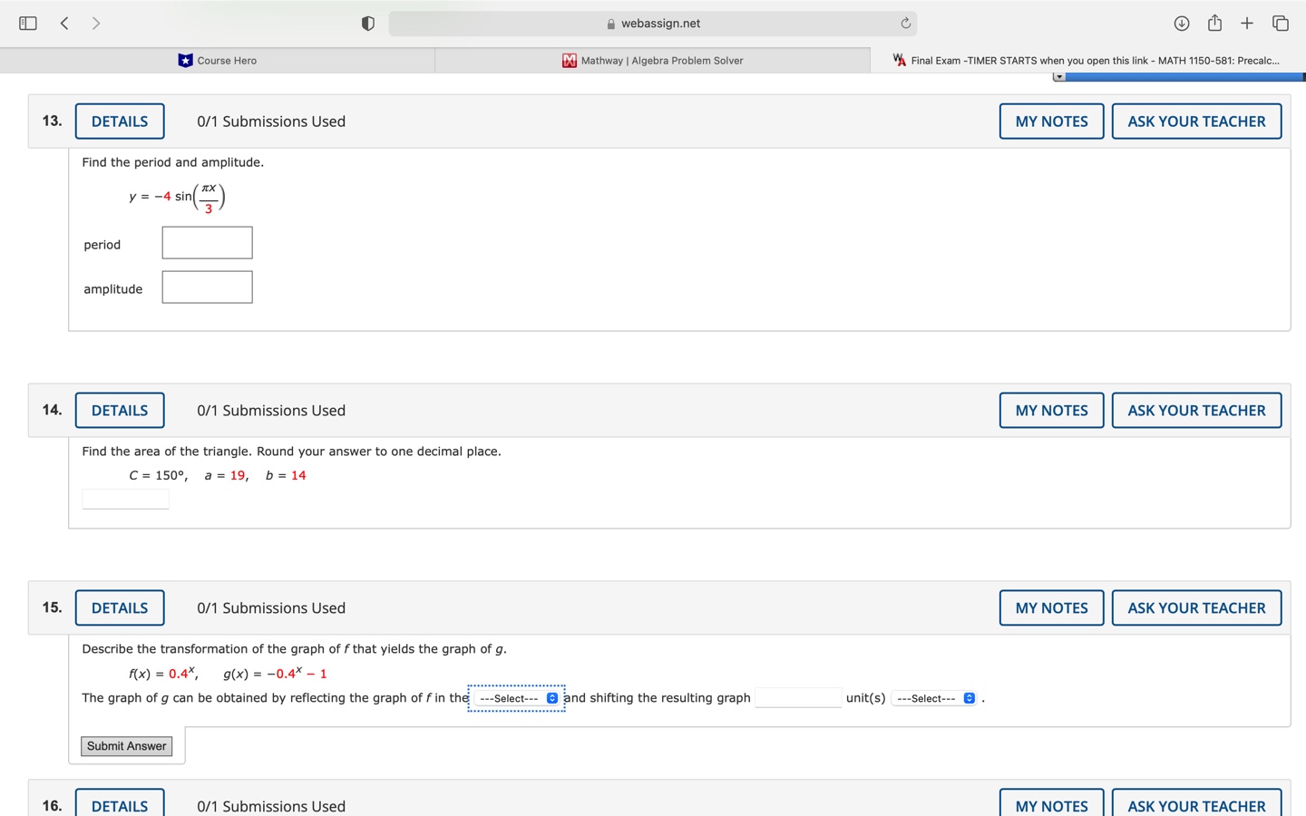  > webassign.net C + 0 Course Hero DO Mathway | Algebra