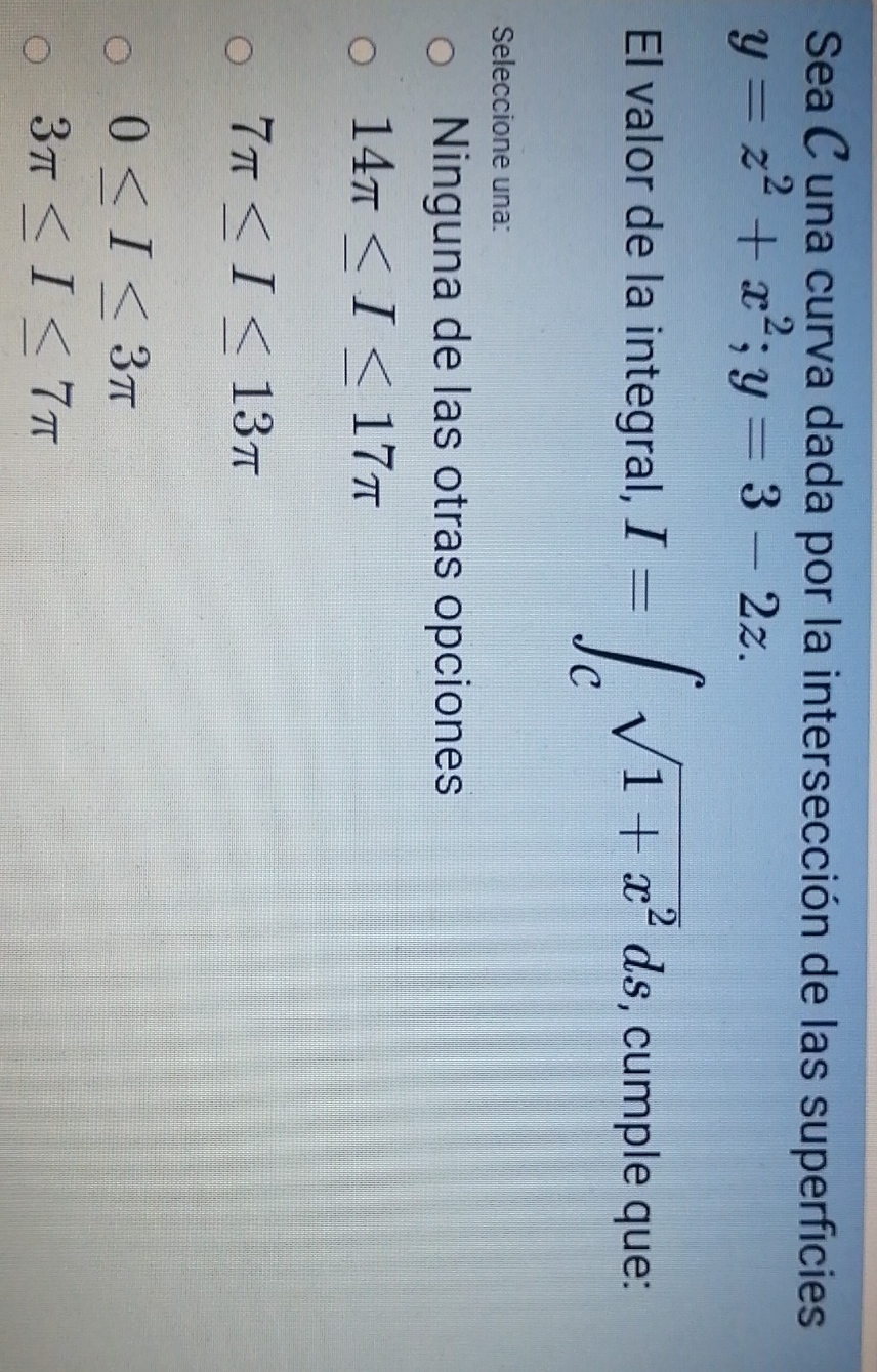 1. Let C be a curve given by the intersection of