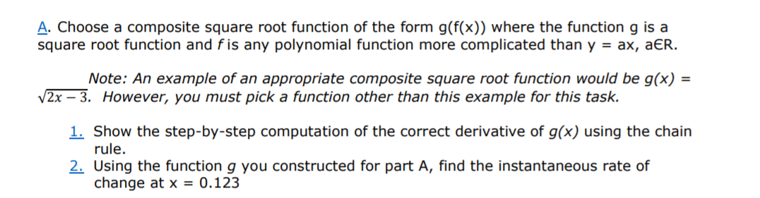 where the function g is a square root function and f is