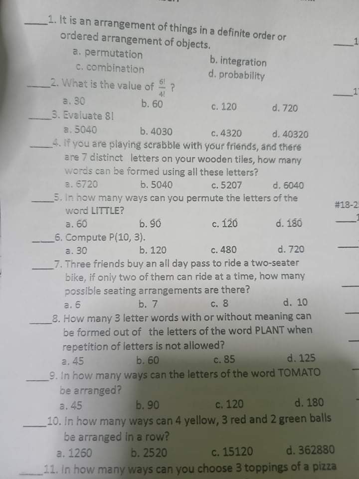 C=2 b. C= M 91-71 c. C= 71 7109-701 d. C= _