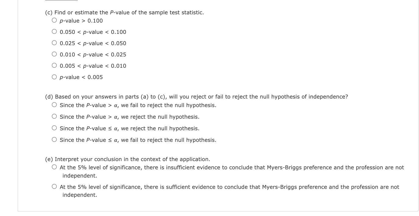 I refers to introverted. Personality Type Occupation E Row Total Clergy (all