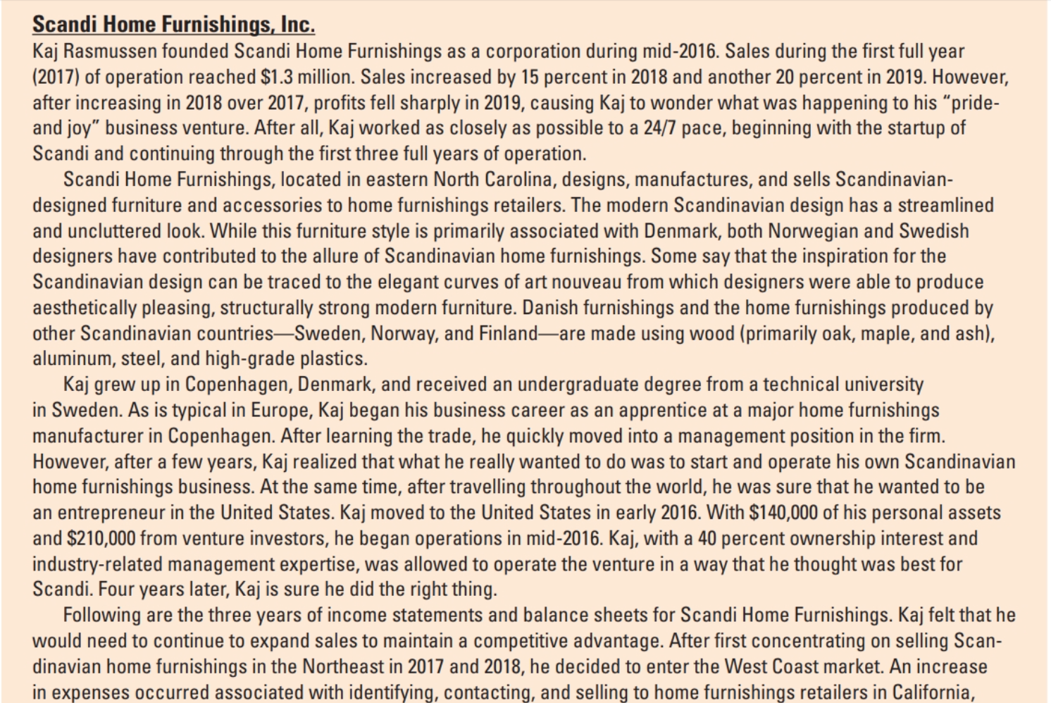 and explain what has happened to Scandi regarding its leverage position.3. Calculate