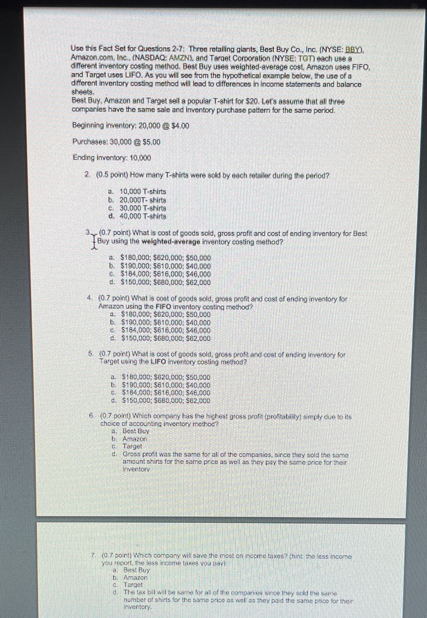 Use this Fact Set for Questions 2-7: Three retailing glants, Best