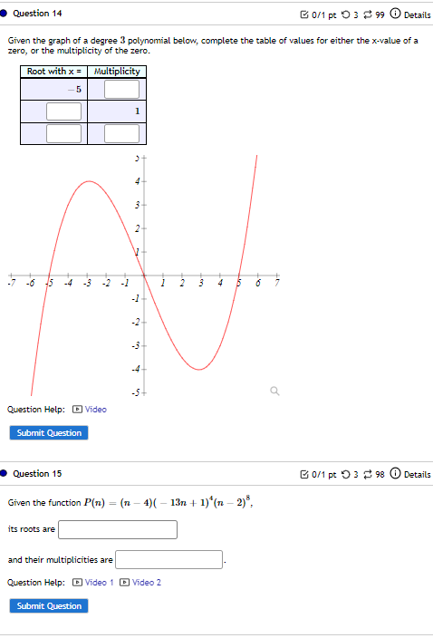 possible formula for P(I). P() = Question Help: ) Video Submit Question