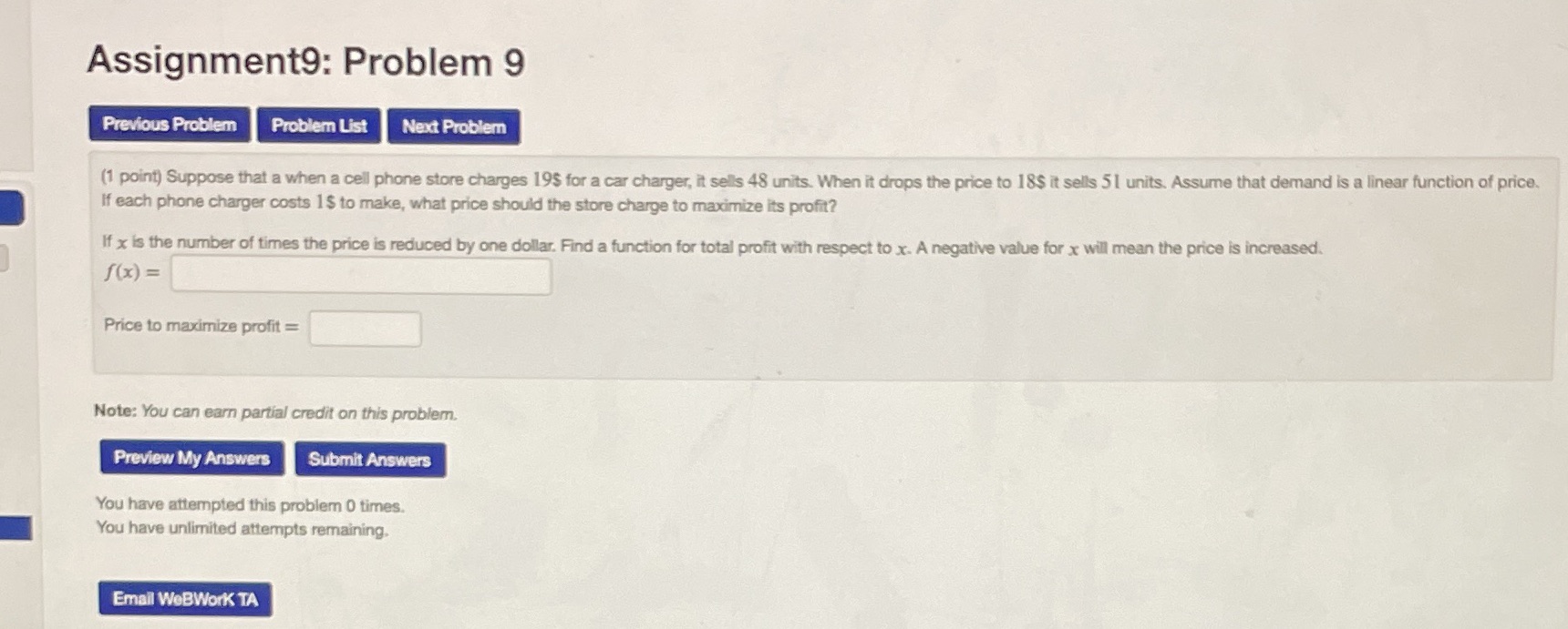  Assignment9: Problem 9 Previous Problem Problem List Next Problem (1 point)