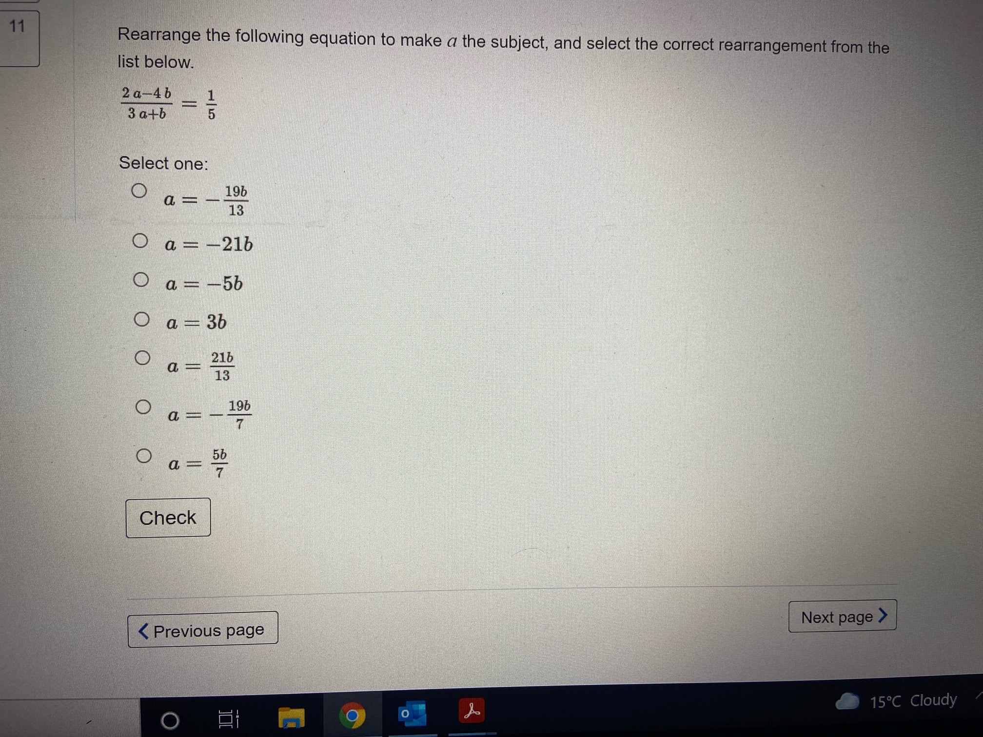 fractions. The gradient is The x-intercept is The y-intercept is Check 15