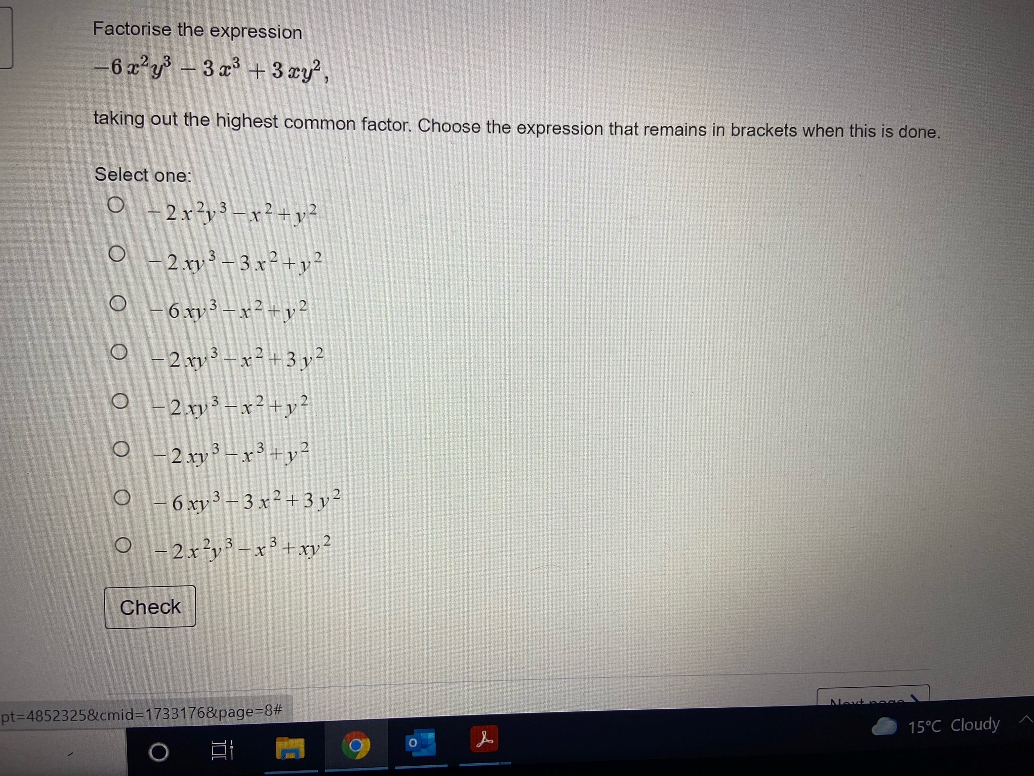 (20 - 3) + 15 Answer. Check O 15 C Cl