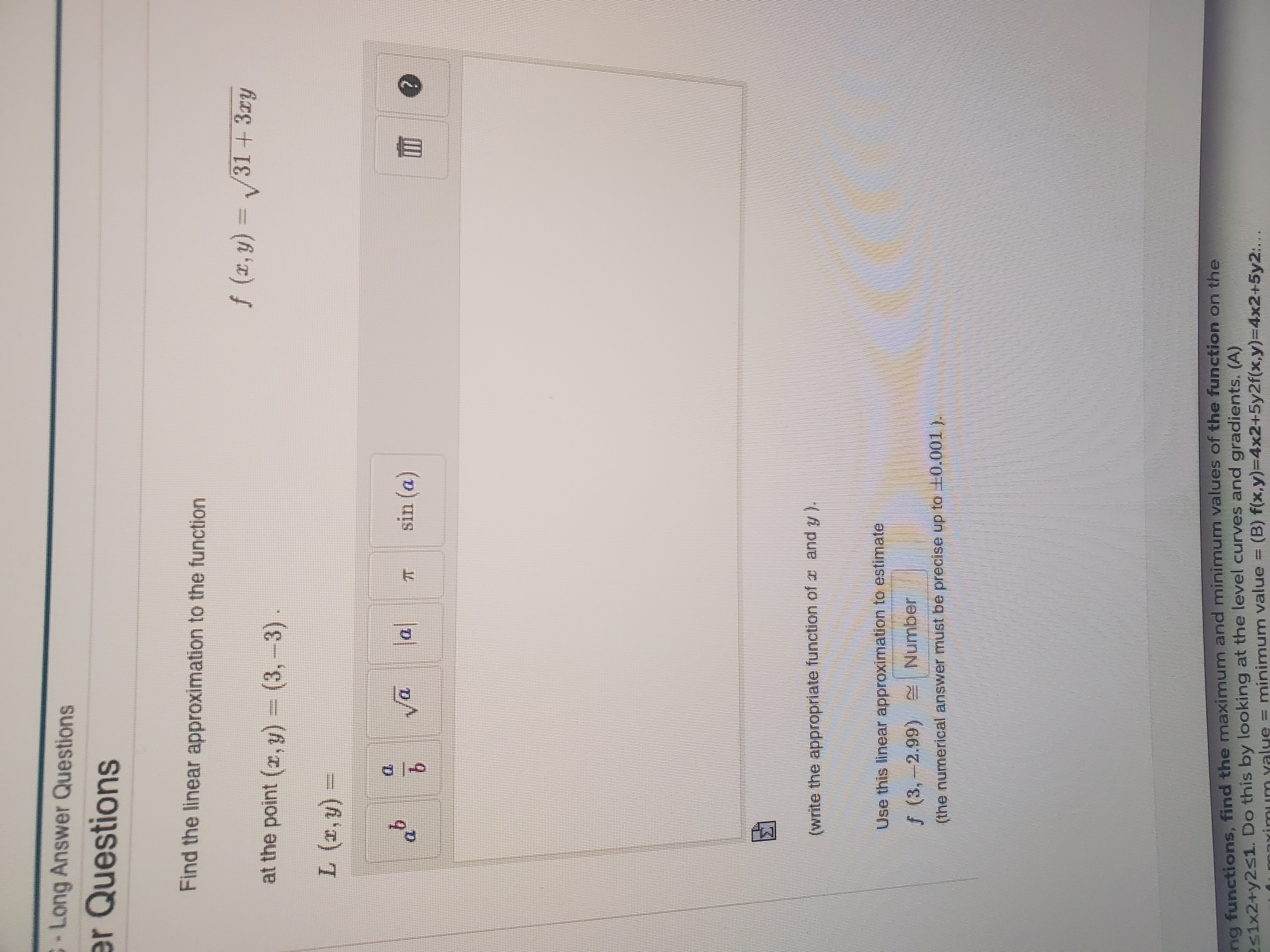 Please show work - Long Answer Questions er Questions Find the