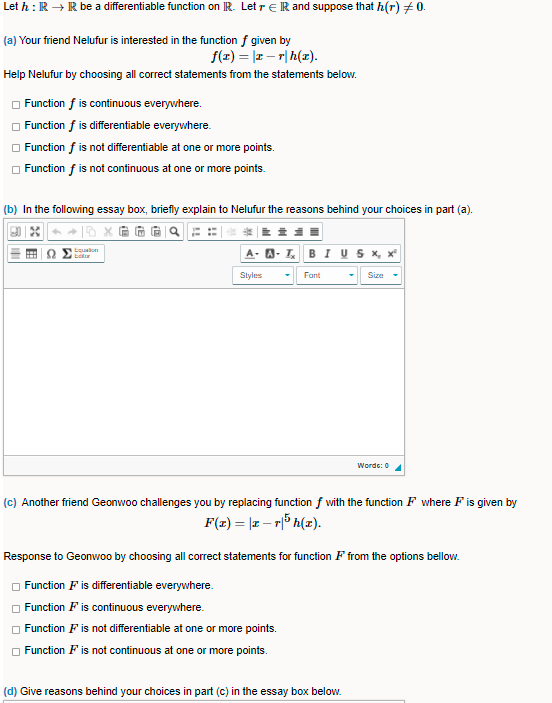 IR. Let y E IR and suppose that h(r) * 0. (a)